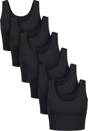 6 Pieces Women Basic Crop Tank Tops Sleeveless Sports Crop Top