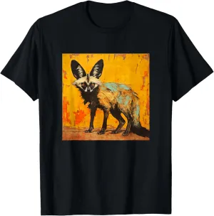 Colorful Artistic Sketch Oil Painting Of A Bat Eared Fox T-Shirt