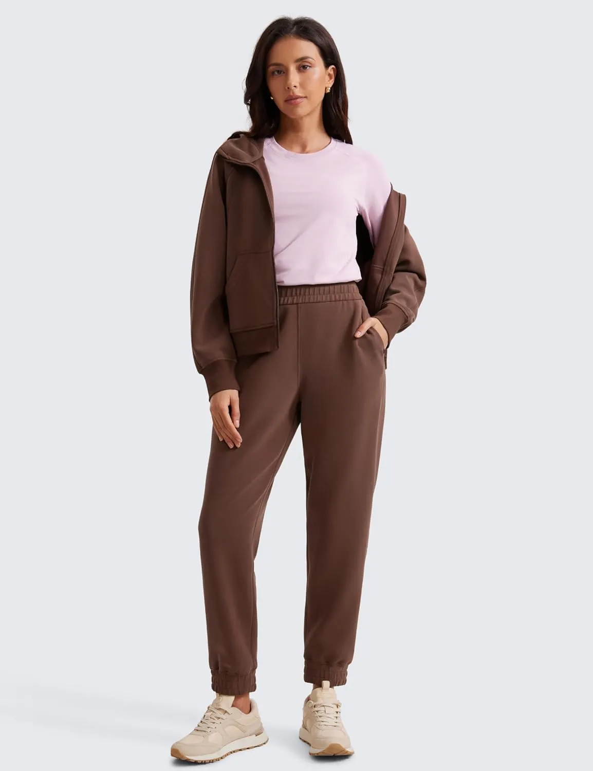 CRZ YOGA SoftAura Sweatpants Women Modal Joggers High Waisted Lounge Travel Casual Sweat Pants with Pockets Cinch Bottom