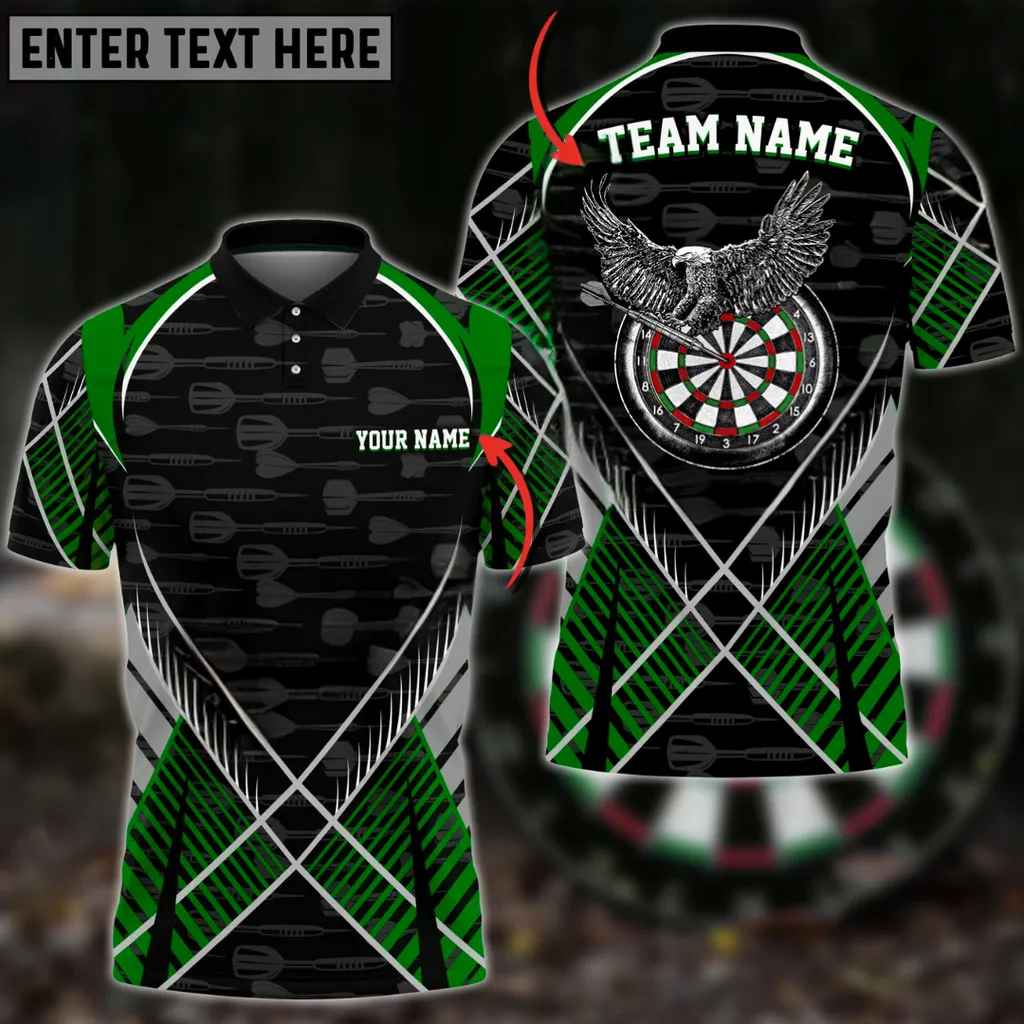 Darts Eagle Cross Pattern Personalized Name, Team Name Unisex 3D Polo Shirt, Gift for Dart Players
