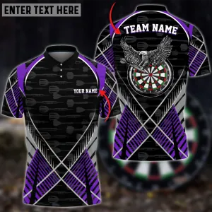 Darts Eagle Cross Pattern Personalized Name, Team Name Unisex 3D Polo Shirt, Gift for Dart Players