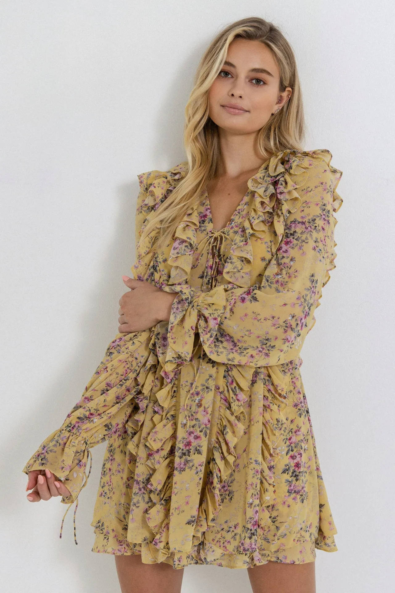 Endless Rose - Chiffon Floral Ruffled Dress