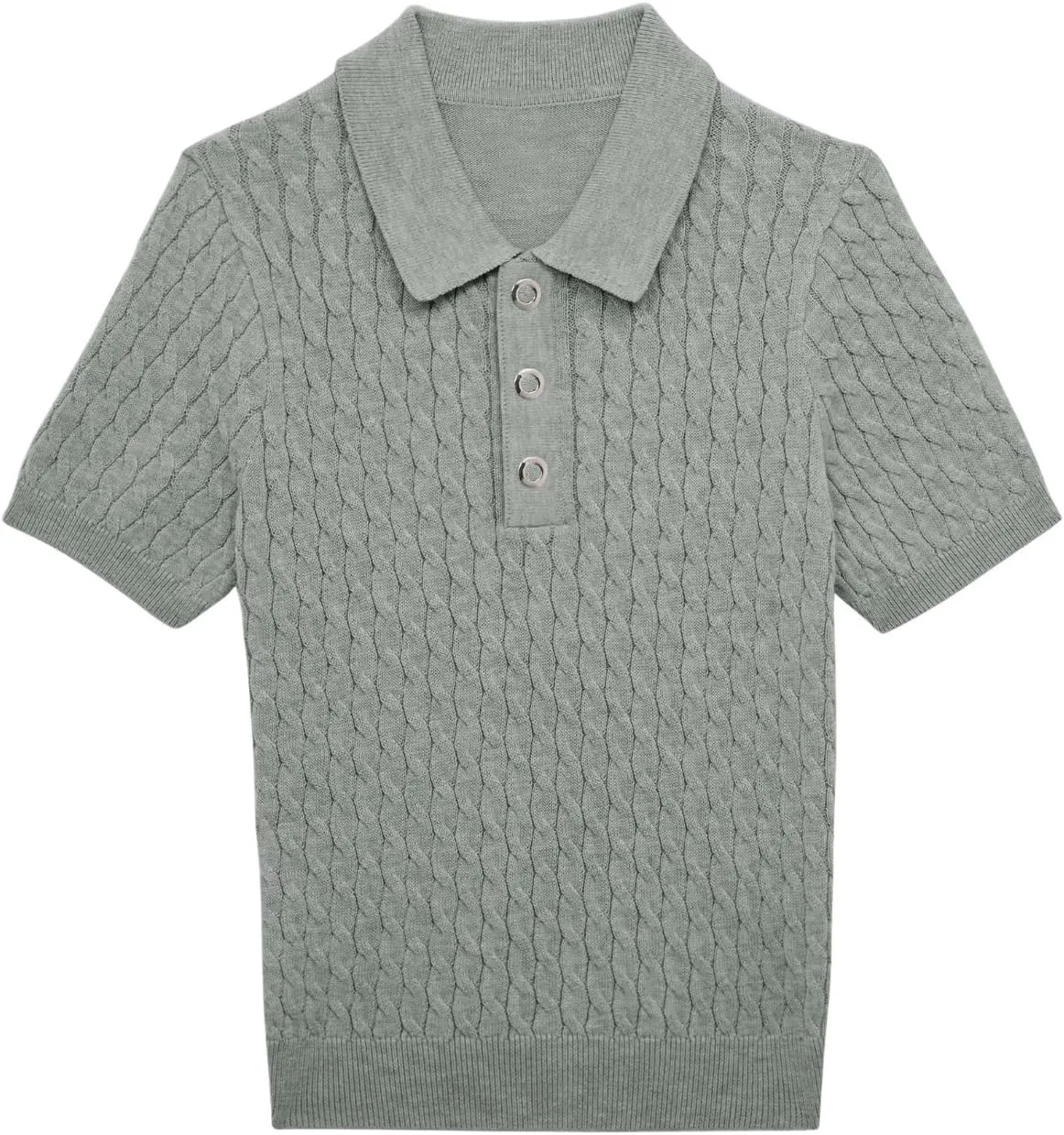 Haloumoning Boys Cable Knit Polo Shirt Kids Short Sleeve Sweater Fashion Pullover Tops Clothes 5-14 Years