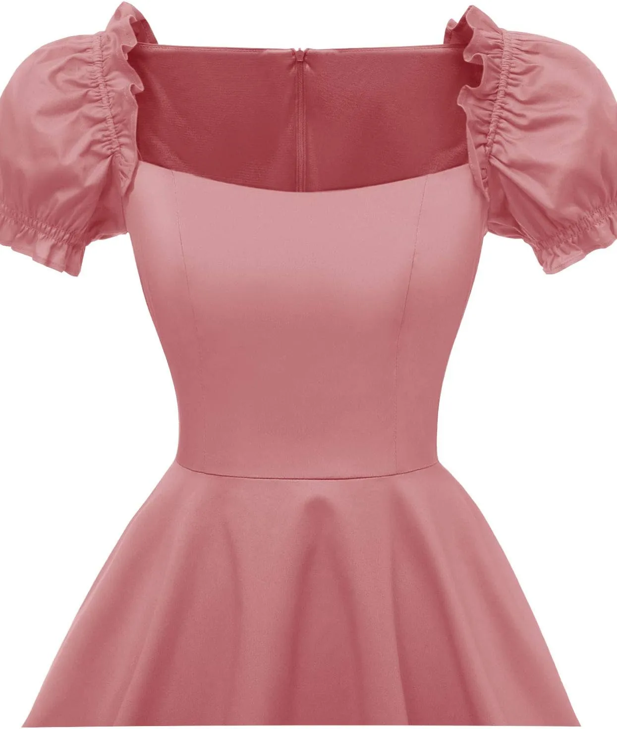 Hanpceirs Women's Puff Short Sleeve 1950s Party Dresses Square Neck Aline Dress with Pockets