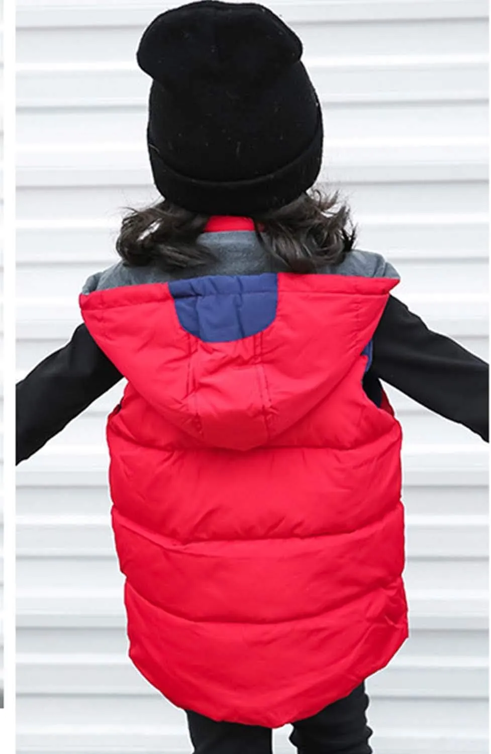 Happy Cherry Kids Winter Vest Detachable Hooded Horn Button Zipper Up Puffer Padded Waistcoat