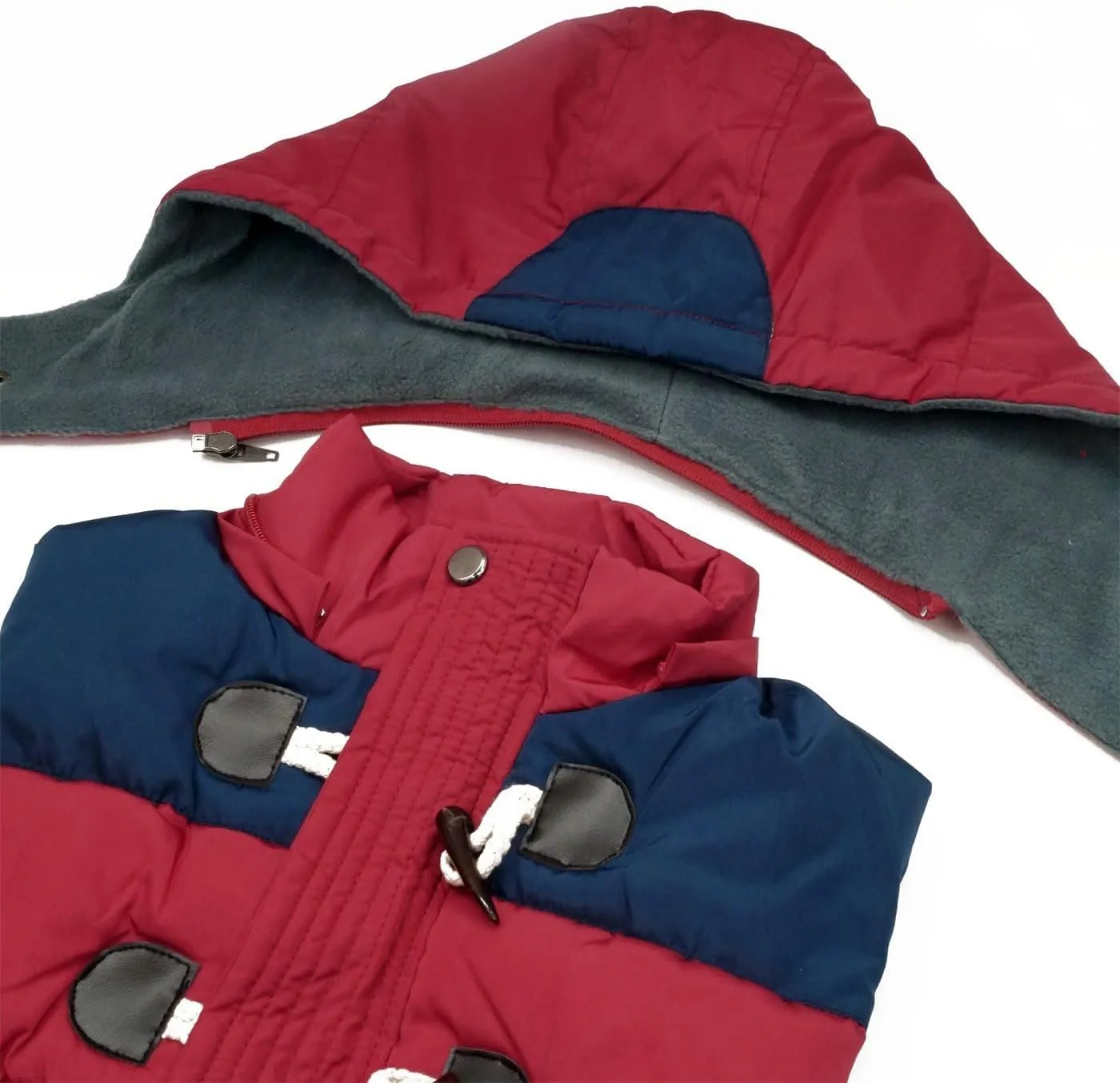 Happy Cherry Kids Winter Vest Detachable Hooded Horn Button Zipper Up Puffer Padded Waistcoat