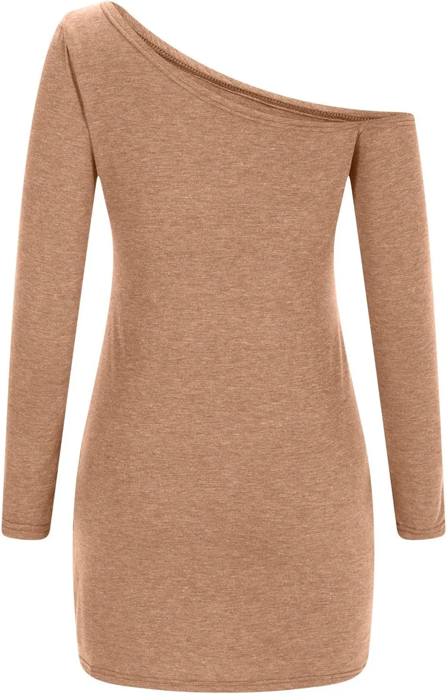 HGps8w Womens Off The Shoulder Sexy Tshirt Dress - Chic Ruched Hem Loose Long Sleeve Pullover Tunic Mini Dresses