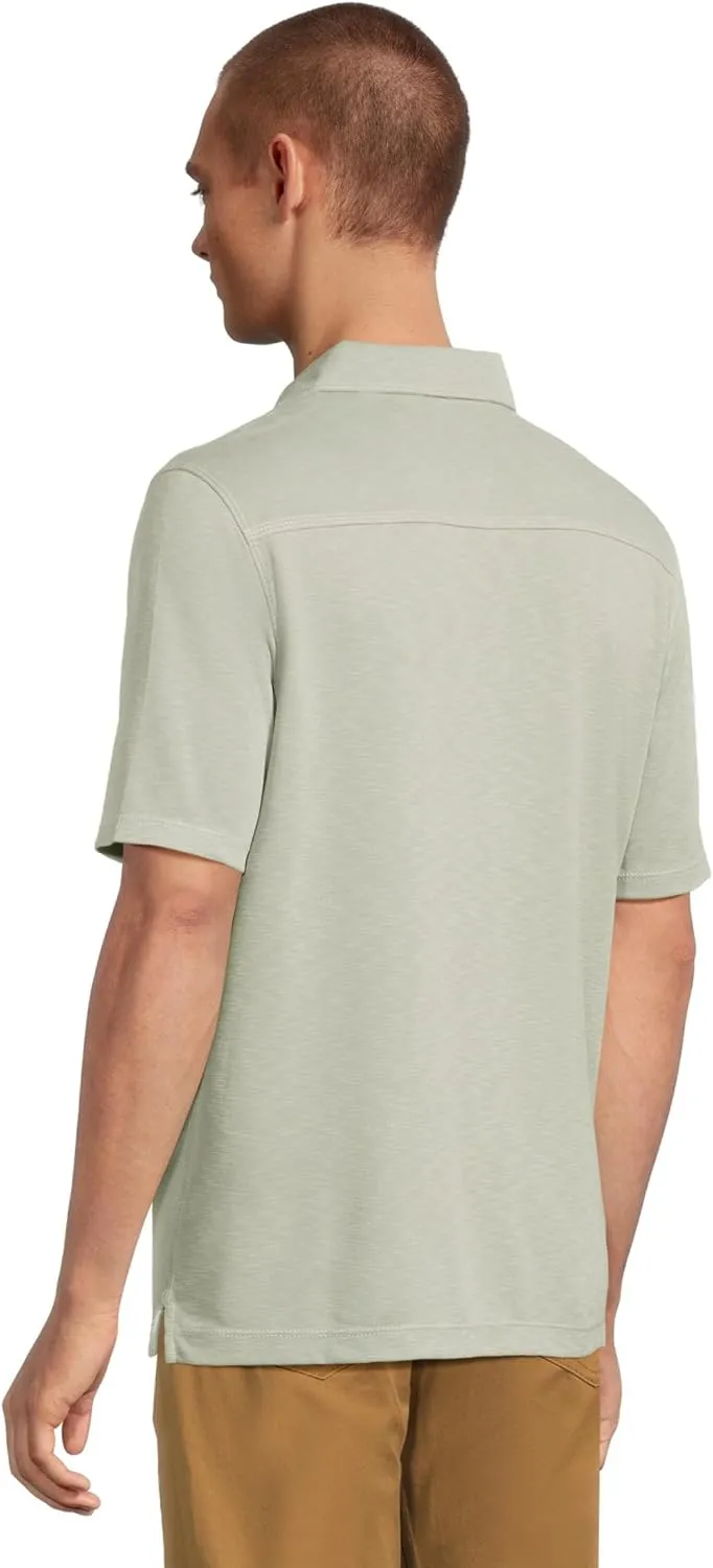 Johnston & Murphy Mens Vintage Slub Polo, Short Sleeve Collared Shirt for Men