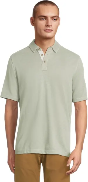 Johnston & Murphy Mens Vintage Slub Polo, Short Sleeve Collared Shirt for Men