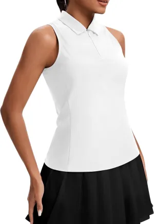 JoyGirl Womens Golf Shirt Sleeveless Polo Shirts Racerback Collared Tennis Shirt Zip up Quick Dry Athletic Tank Tops