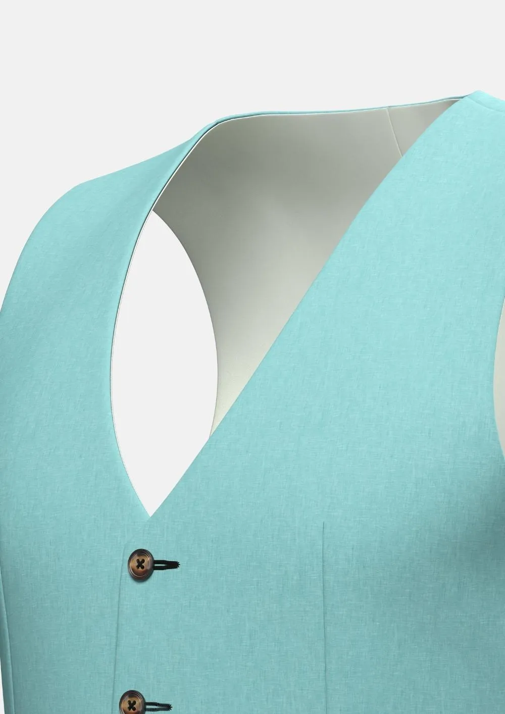 Light Teal Linen Blend Vest