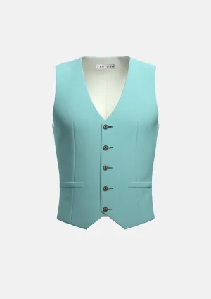 Light Teal Linen Blend Vest