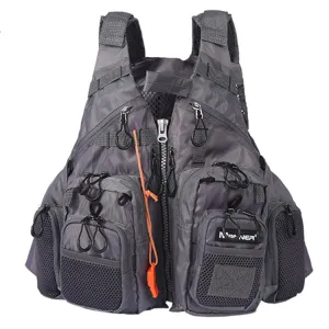 MANNER Outdoor Multifunctional Fishing Life Vest Swimming Life Jacket (Grey)