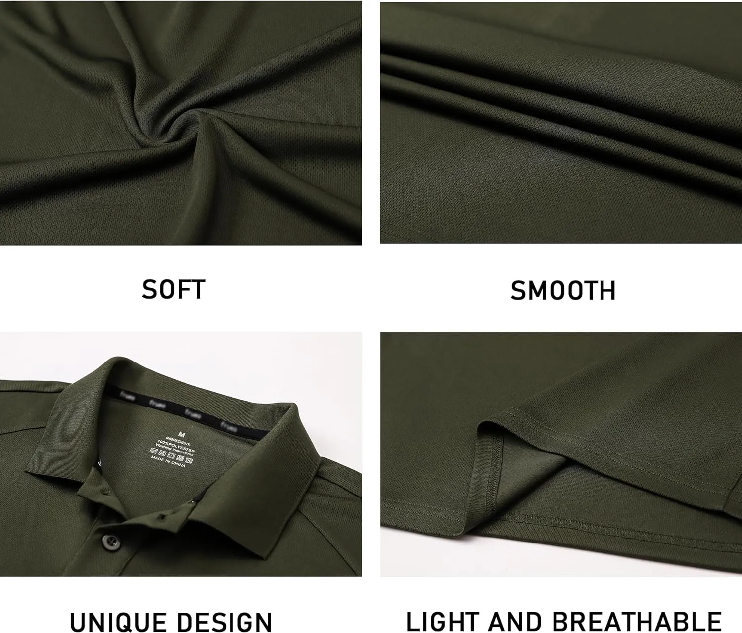 Mens 3 Pack Polo Shirt Moisture Wicking Quick Dry Performance Athletic Short Sleeve Golf Shirt