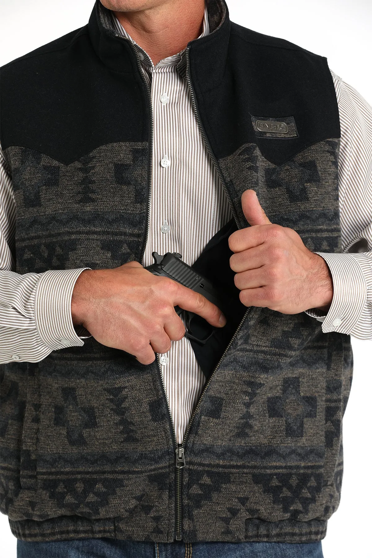 Men's Cinch Concealed Carry Navy Wooly Vest - MWV1543012