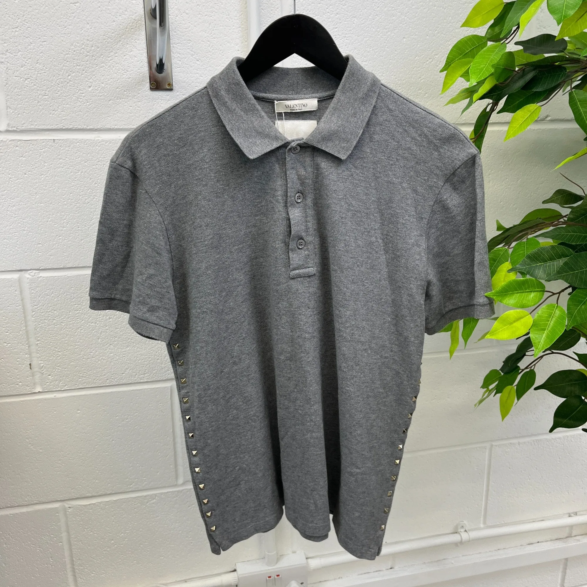 Men's Rockstud Polo Shirt Grey Size M