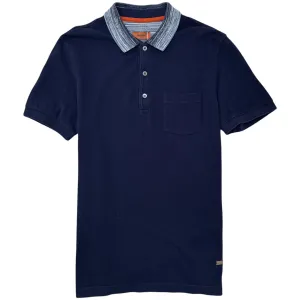 Men's Space Dye Collar Polo Shirt Navy Size M