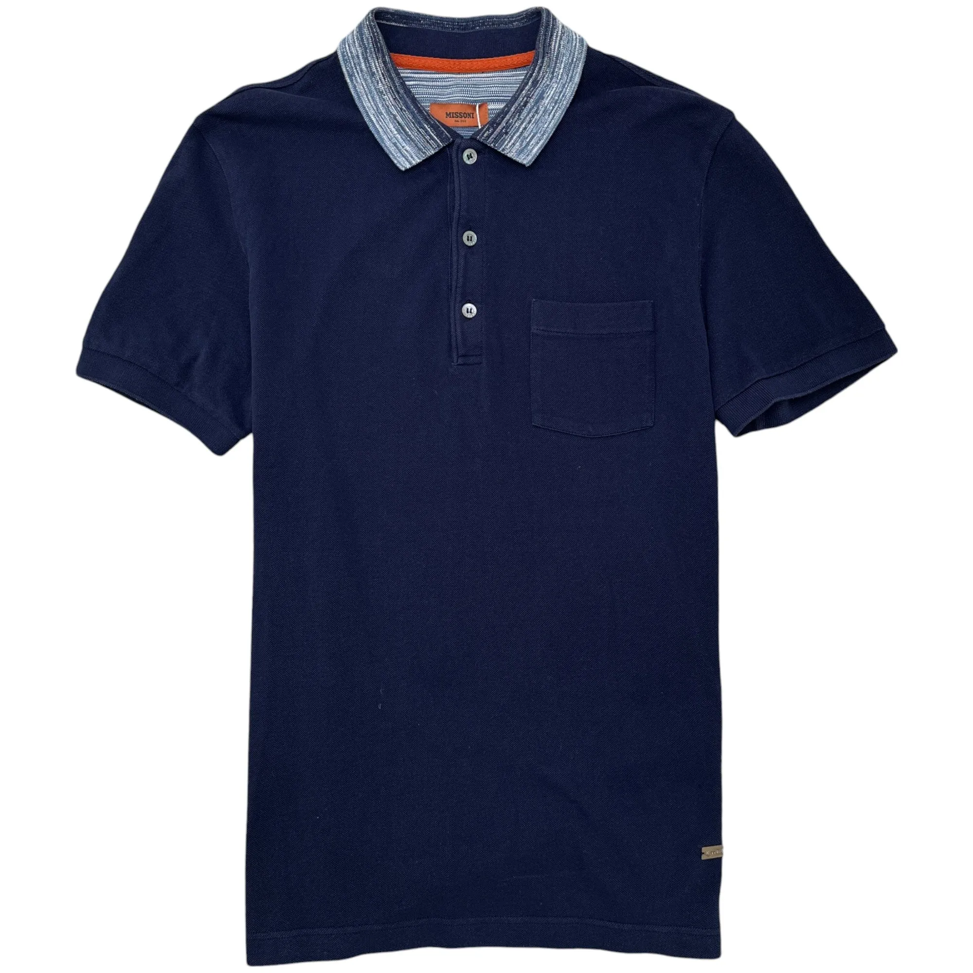 Men's Space Dye Collar Polo Shirt Navy Size M
