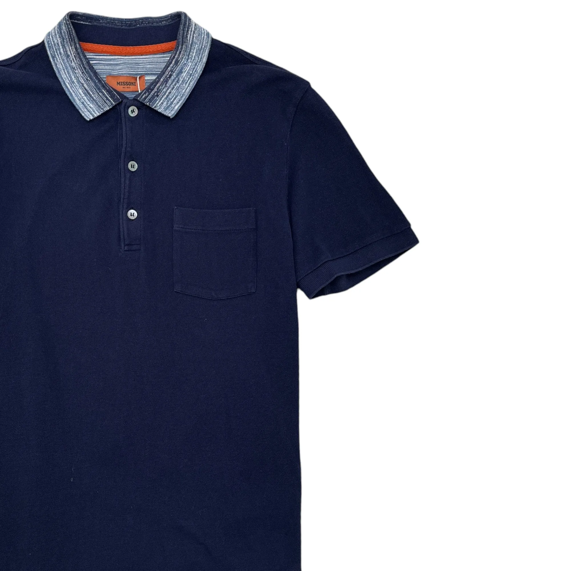 Men's Space Dye Collar Polo Shirt Navy Size M