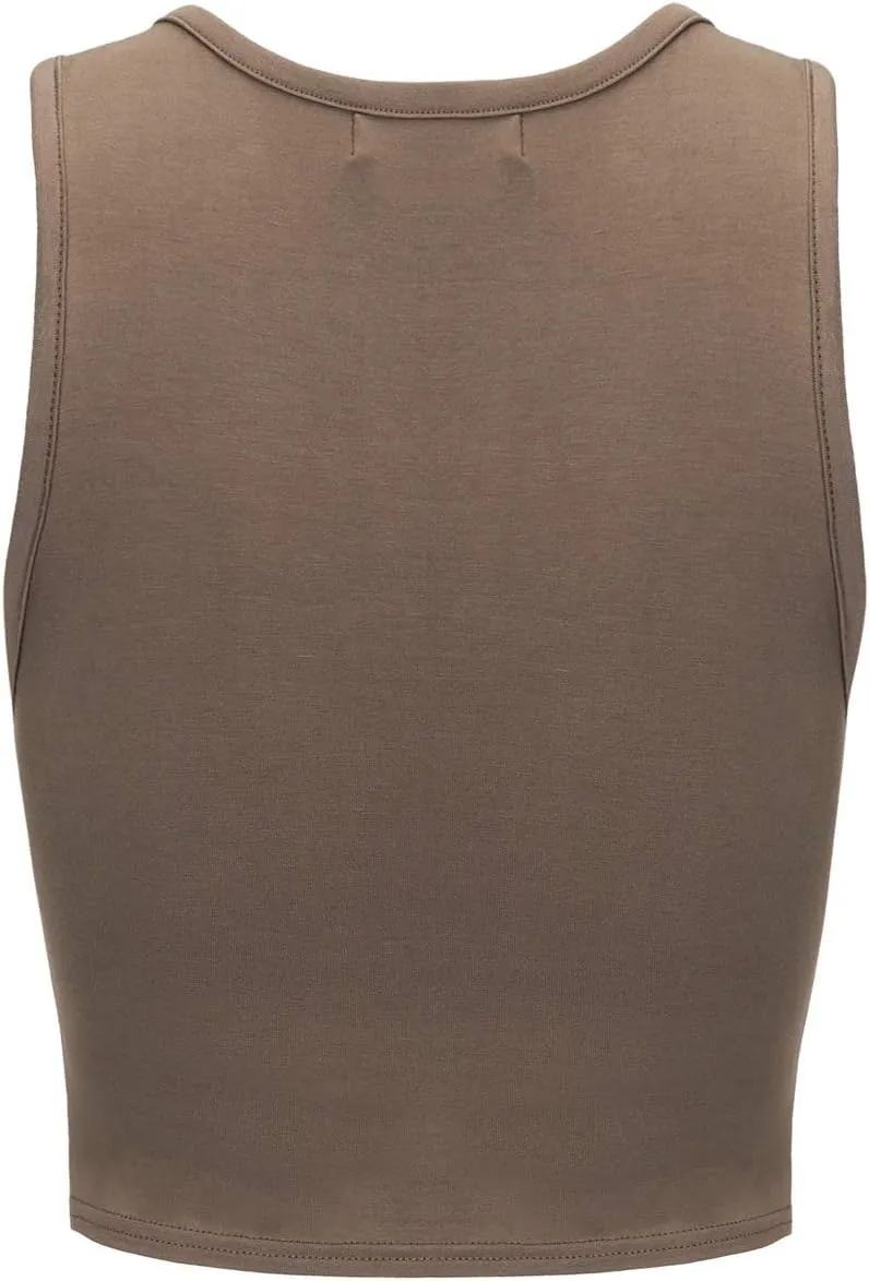 OThread & Co. Women's Basic Crop Tops Stretchy Casual Scoop Neck Sleeveless Crop Tank Top