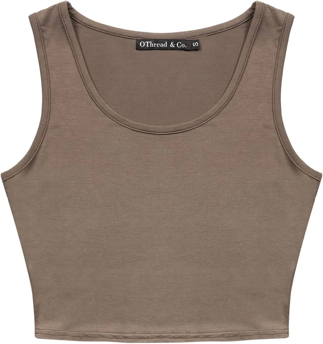 OThread & Co. Women's Basic Crop Tops Stretchy Casual Scoop Neck Sleeveless Crop Tank Top