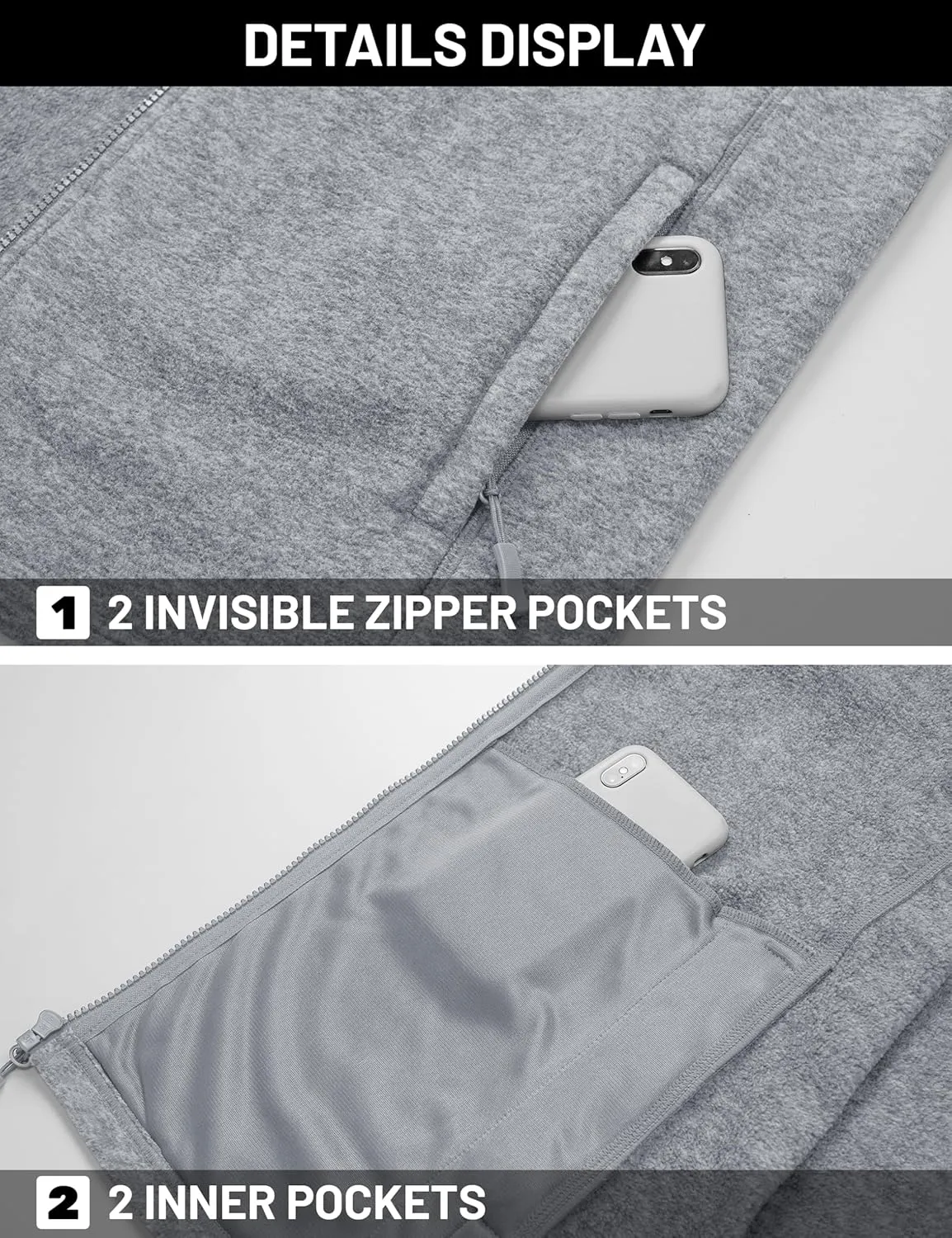 TACVASEN Men's Fleece Jackets Full Zip Lightweight Jacket Casual Soft Warm Coats with Pockets