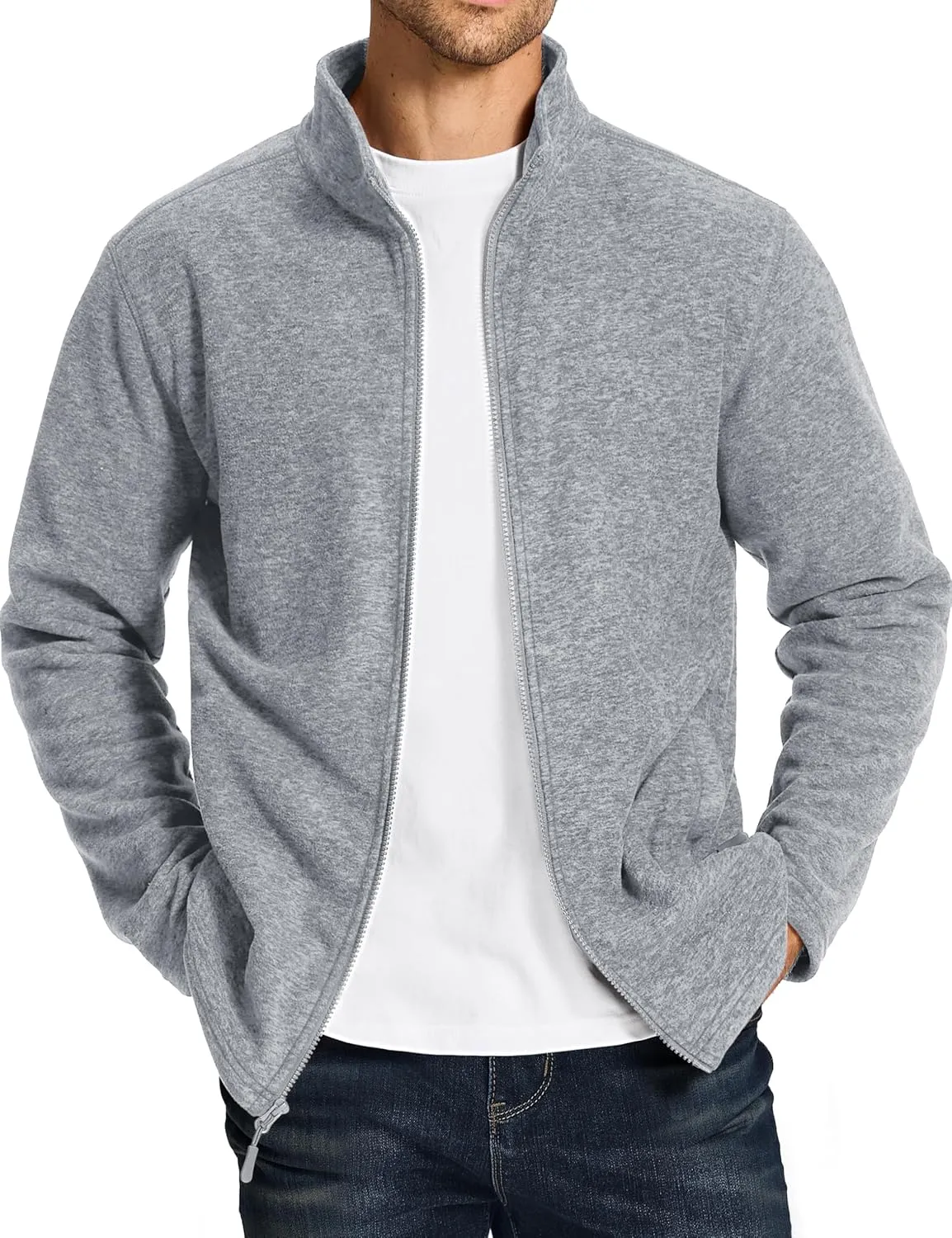 TACVASEN Men's Fleece Jackets Full Zip Lightweight Jacket Casual Soft Warm Coats with Pockets