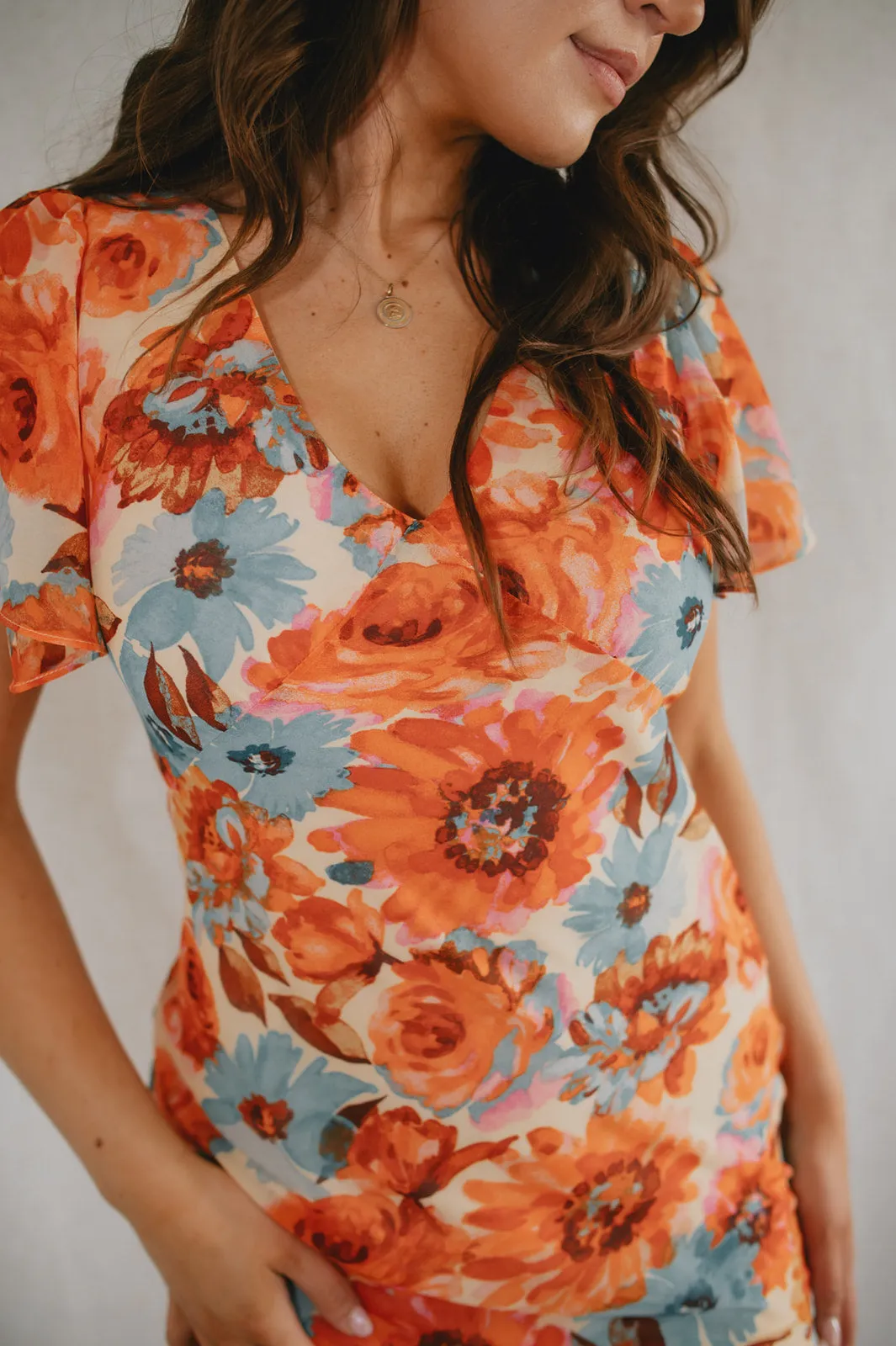 The Bright Eyed Flutter Sleeve Maxi Dress
