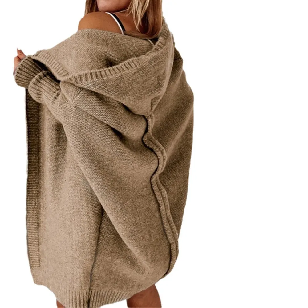 Toleet fall trends 2024 outfits Solid Open Front Hoodie Cardigan Sweater