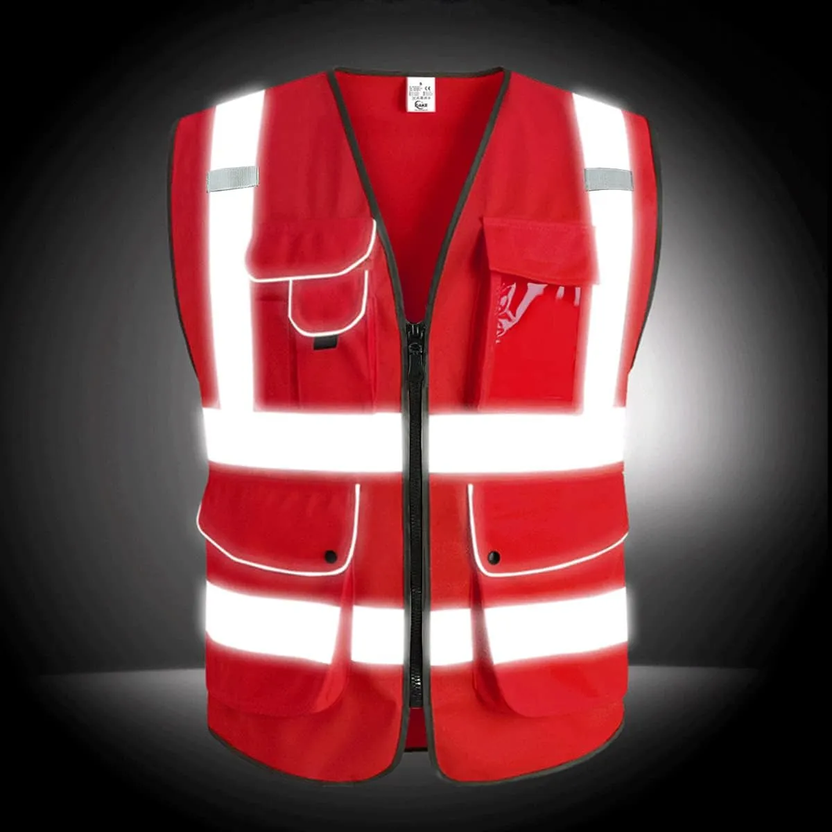 XIAKE 9 Pockets Class 2 High Visibility Reflective Safety Vest for Men Women Work Construction Vest