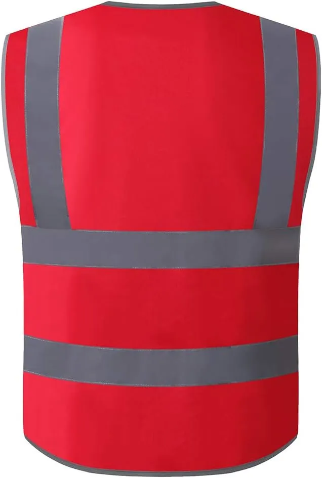 XIAKE 9 Pockets Class 2 High Visibility Reflective Safety Vest for Men Women Work Construction Vest