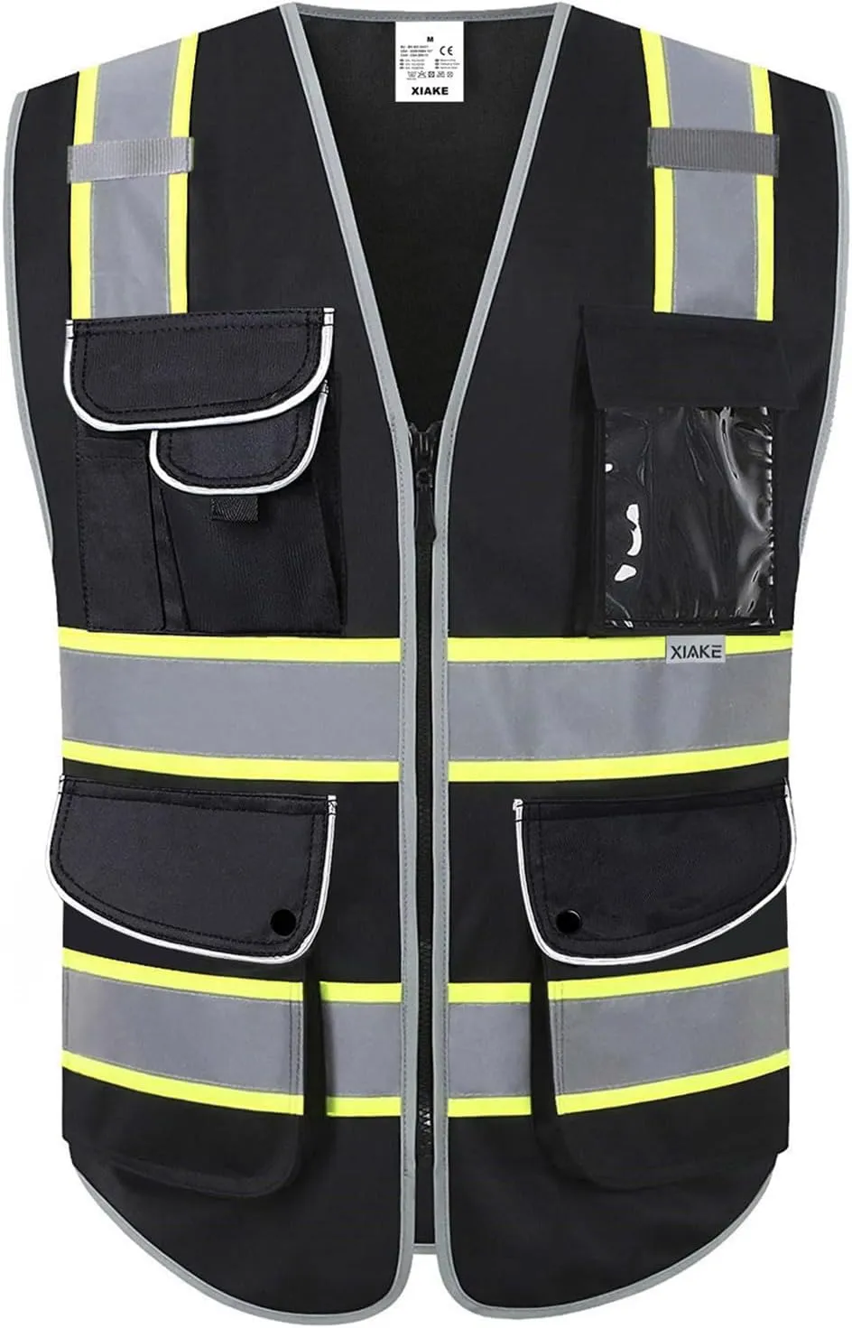 XIAKE 9 Pockets Class 2 High Visibility Reflective Safety Vest for Men Women Work Construction Vest