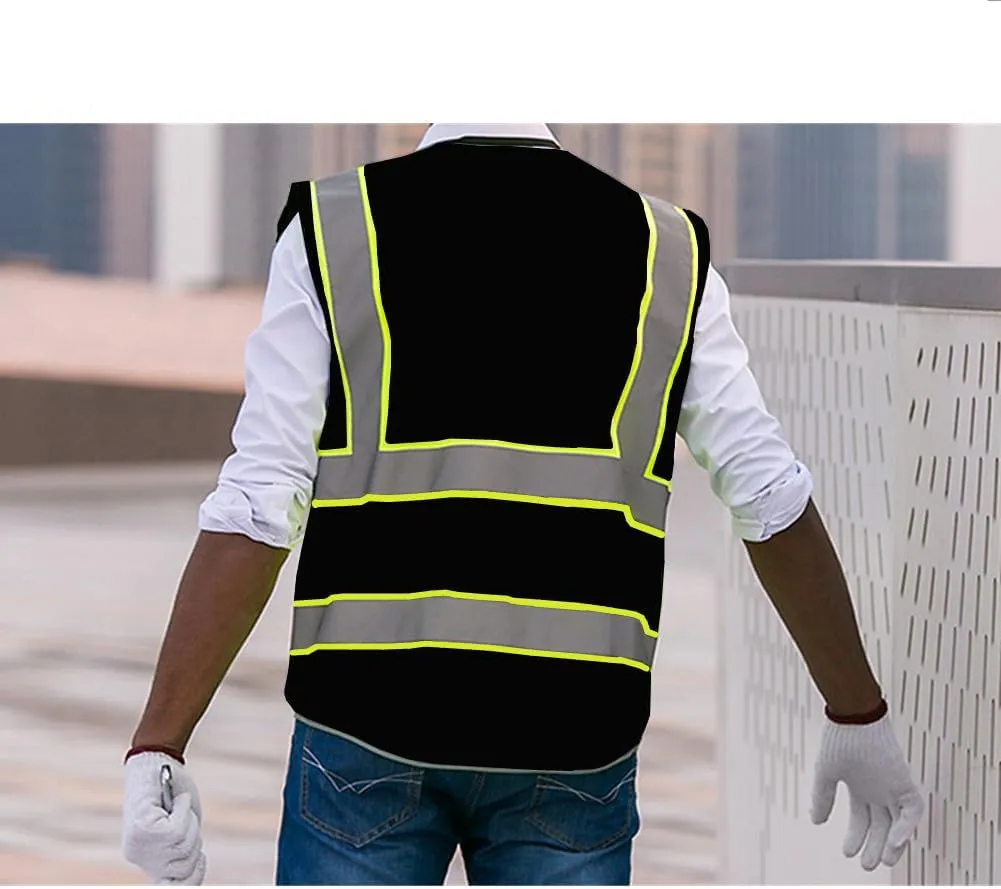 XIAKE 9 Pockets Class 2 High Visibility Reflective Safety Vest for Men Women Work Construction Vest