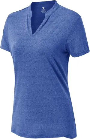 YSENTO Women's Dry Fit Golf Polo Shirts Tops Short Sleeve V Neck Collarless Apparel Shirts Clothes